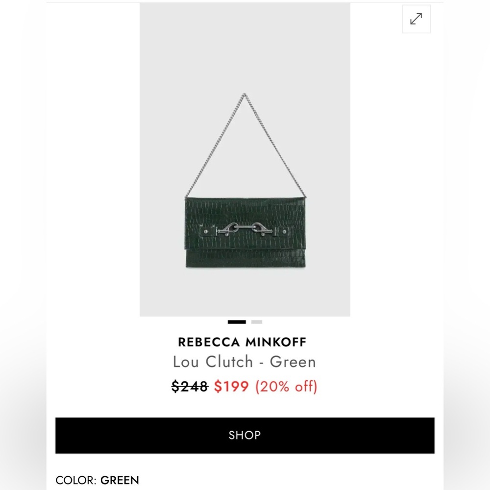 Rebecca Minkoff Green Leather Crocodile-Embossed Clutch Brand New Never Used - Picture 6 of 11